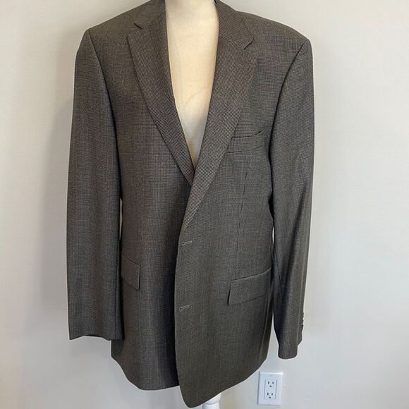 Hugo Boss Mens Brown Small Houndstooth Blazer size 46L - Picture 1 of 6